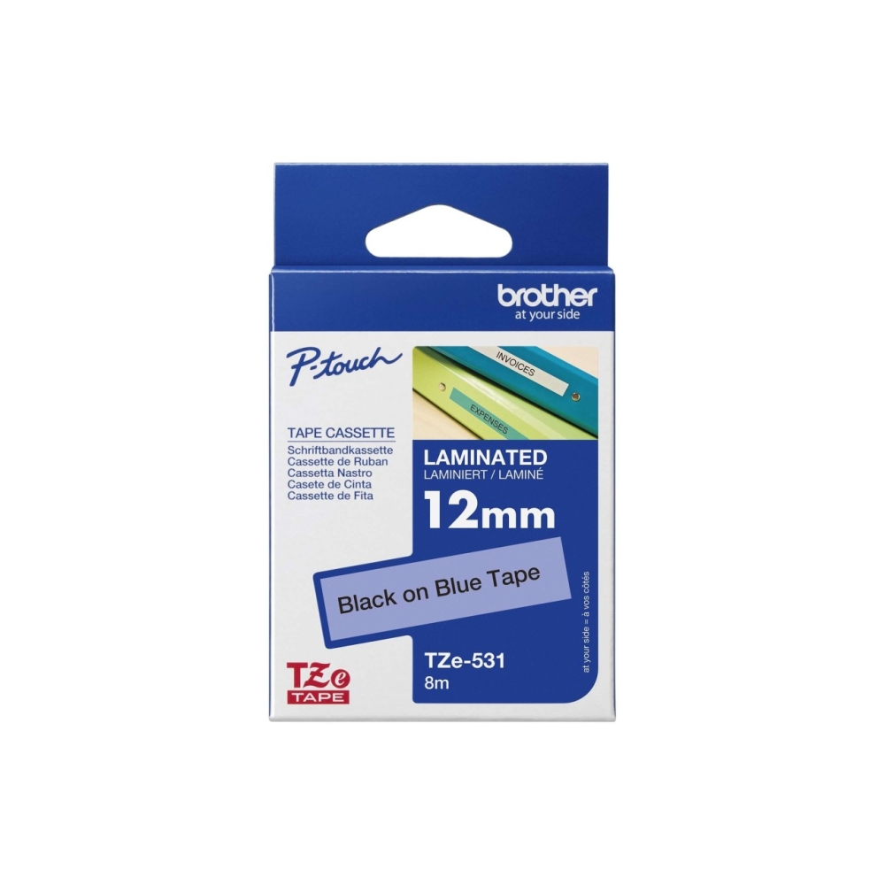 Original Brother TZE-531 Schriftband 12mm/8m Schwarz auf Blau