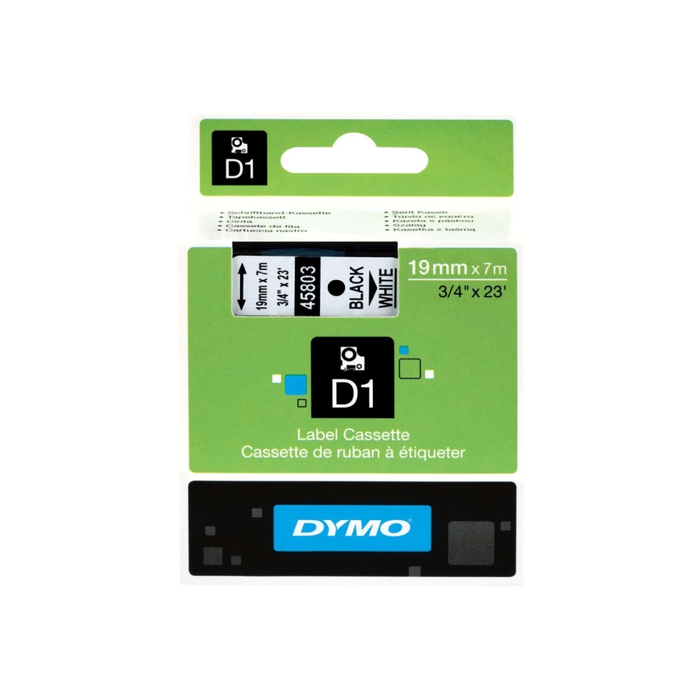 Original Dymo 45803 / S0720830 Schriftband 19mm/7m Schwarz auf Weiss