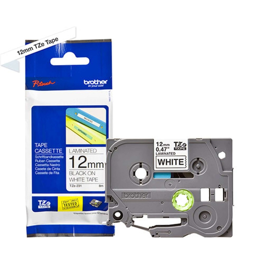 Original Brother TZE-231 Schriftband 12mm/8m Schwarz auf Weiss