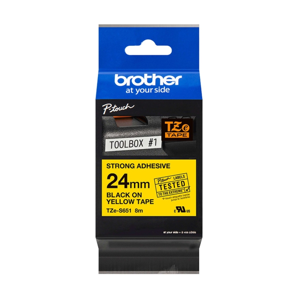 Original Brother TZE-S651 Schriftband 24mm/8m Schwarz auf Gelb