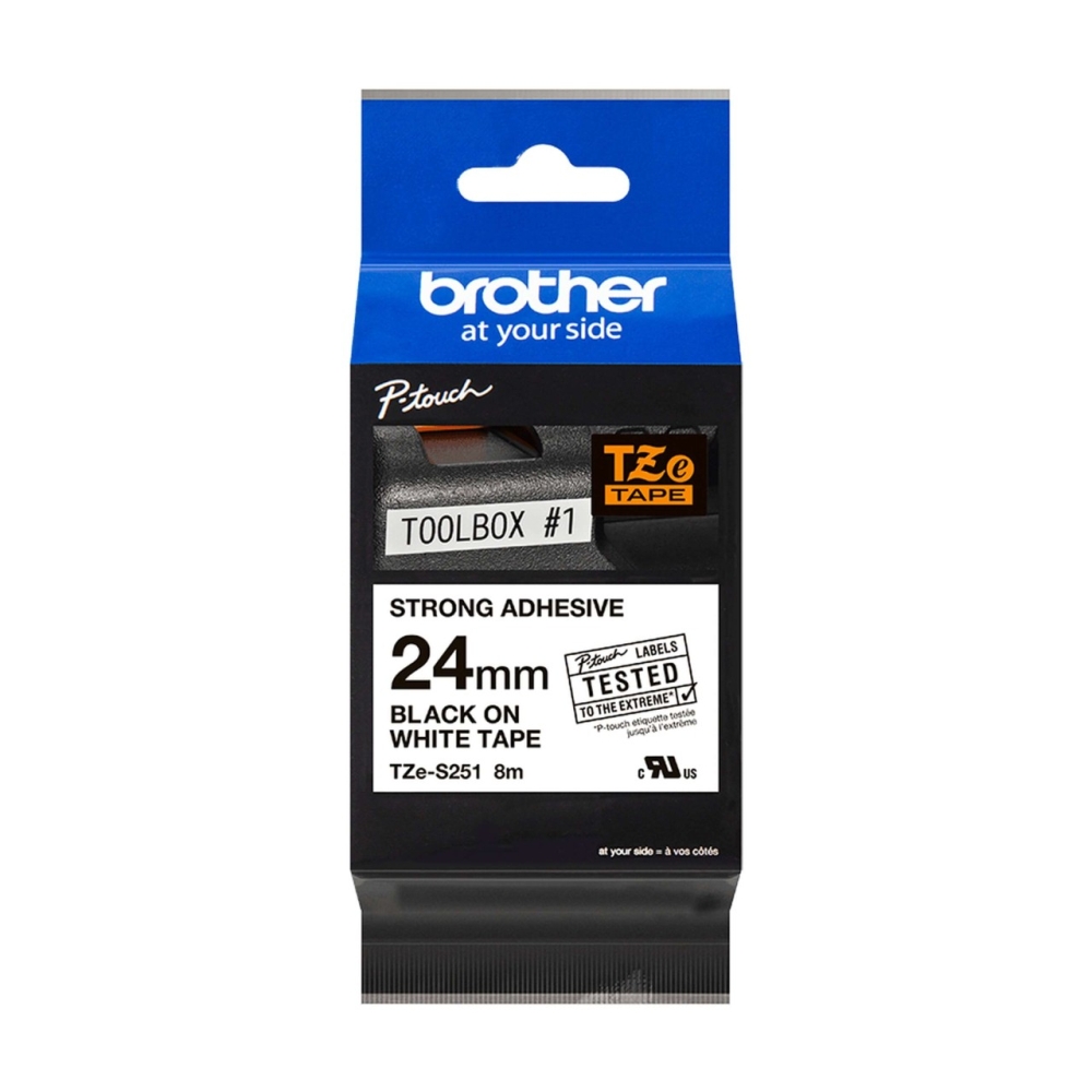 Original Brother TZE-S251 Schriftband 24mm/8m Schwarz auf Weiss