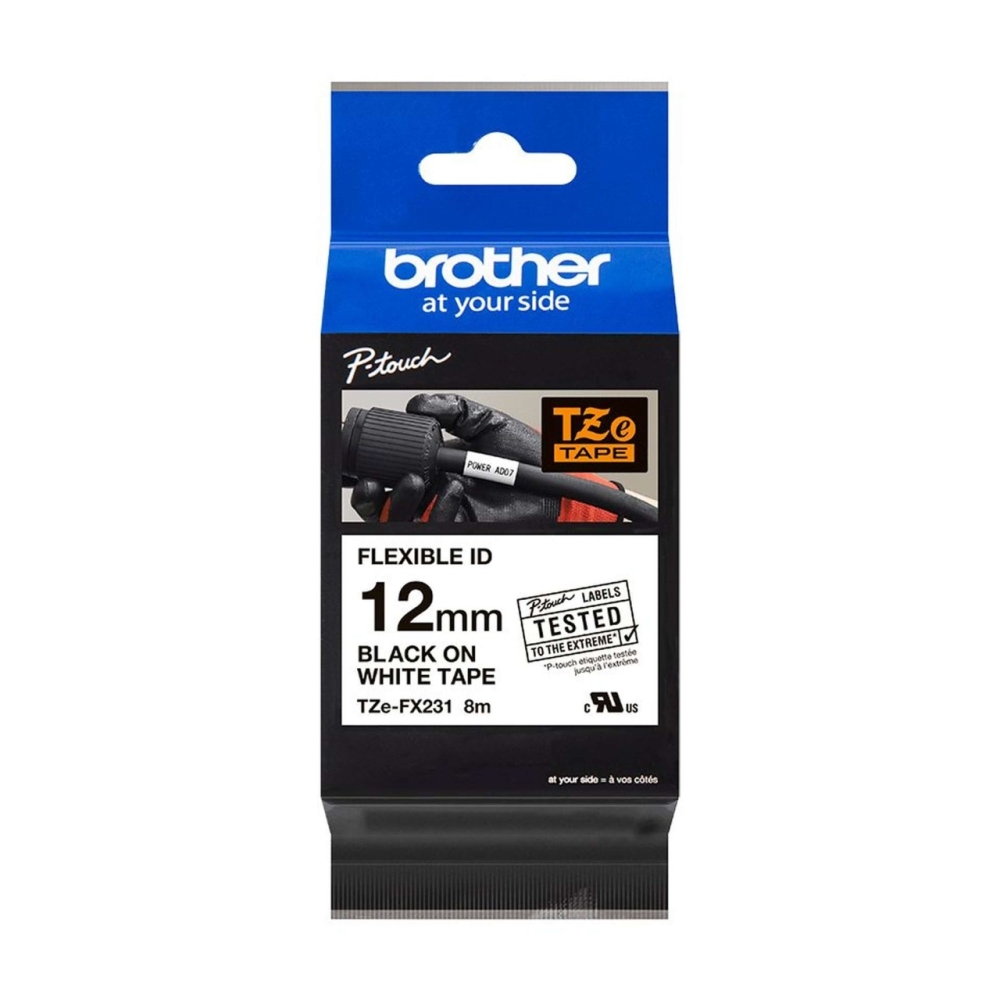 Original Brother TZE-FX231 Schriftband 12mm/8m Schwarz auf Weiss