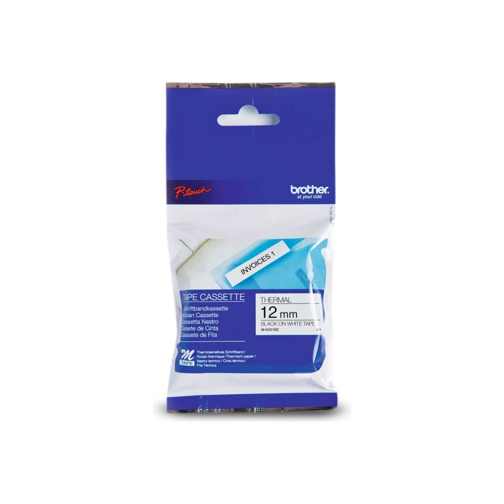 Original Brother M-K231BZ Schriftband 12mm/8m Blau auf Weiss
