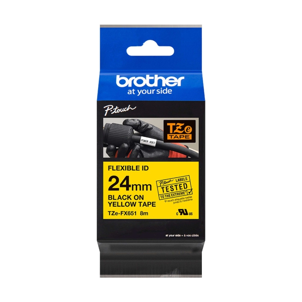 Original Brother TZE-FX651 Schriftband 24mm/8m Schwarz auf Gelb