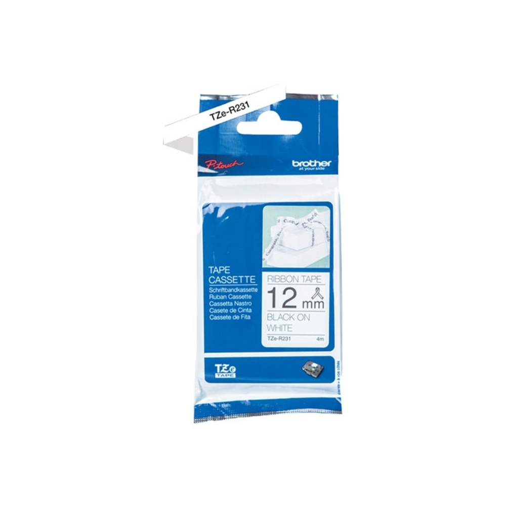 Original Brother TZE-R231 Schriftband 12mm/4m Schwarz auf Weiss