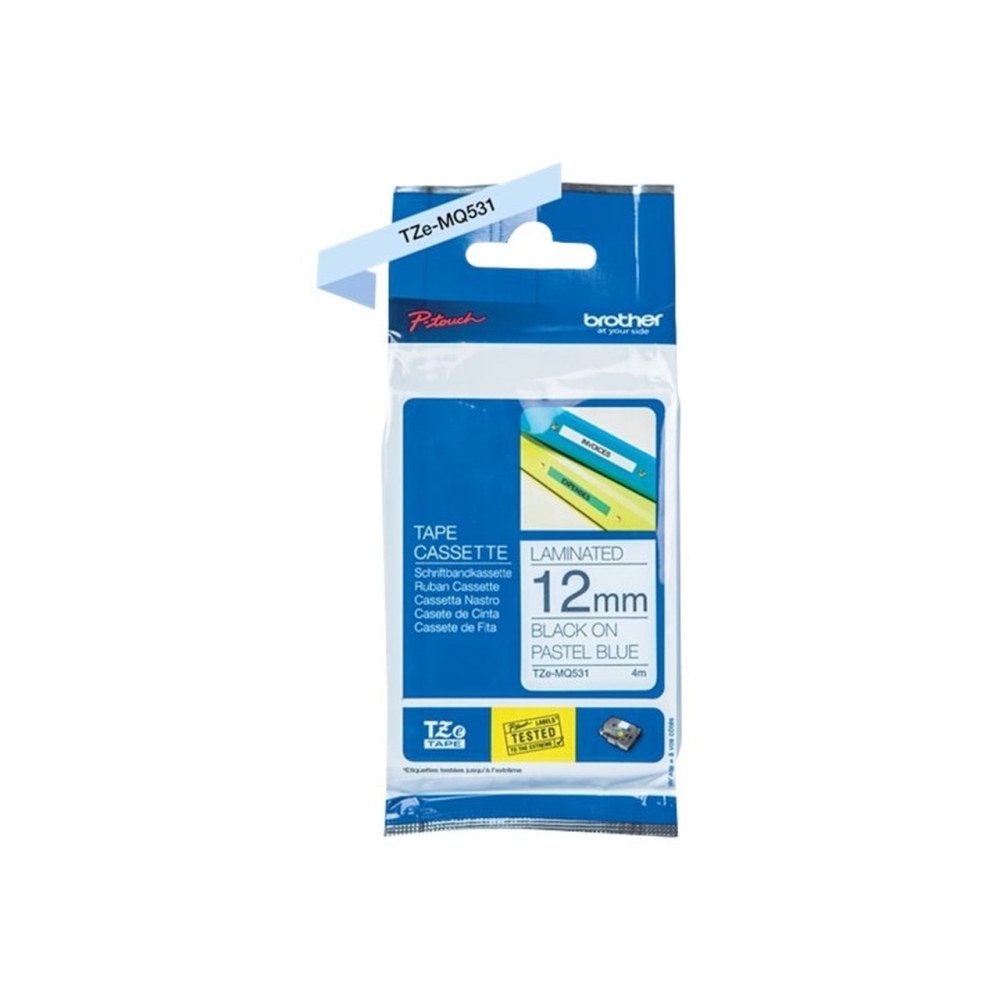 Original Brother TZE-MQ531 Schriftband 12mm/4m Schwarz auf Silber Spitze