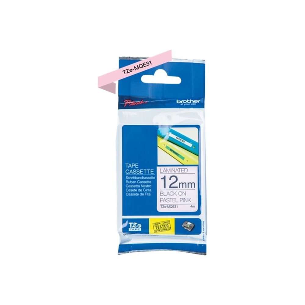 Original Brother TZE-MQE31 Schriftband 12mm/4m Schwarz auf Pastellblau