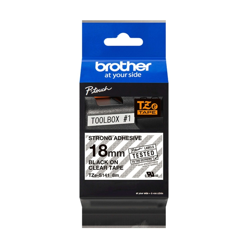 Original Brother TZE-S141 Schriftband 18mm/8m Schwarz auf Transparent