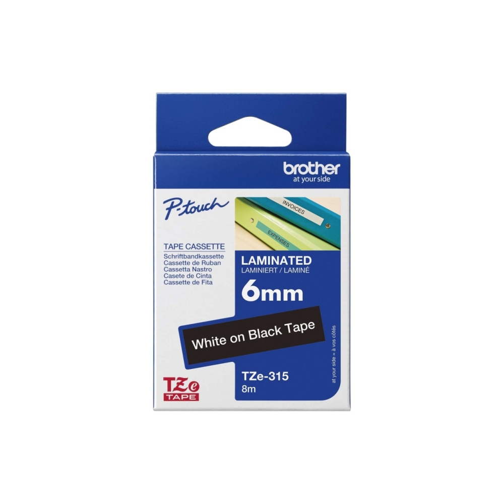 Original Brother TZE-315 Schriftband 6mm/8m Weiss auf Schwarz