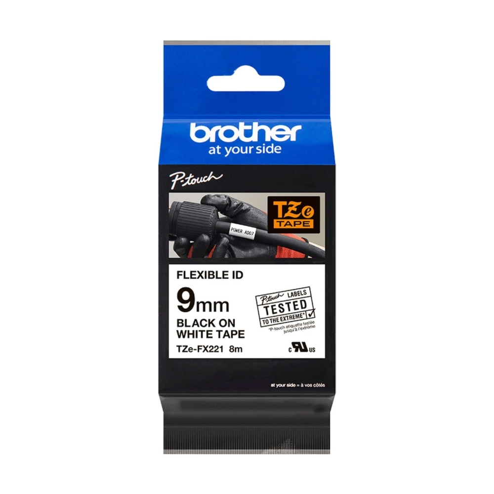 Original Brother TZE-FX221 Schriftband 9mm/8m Schwarz auf Weiss